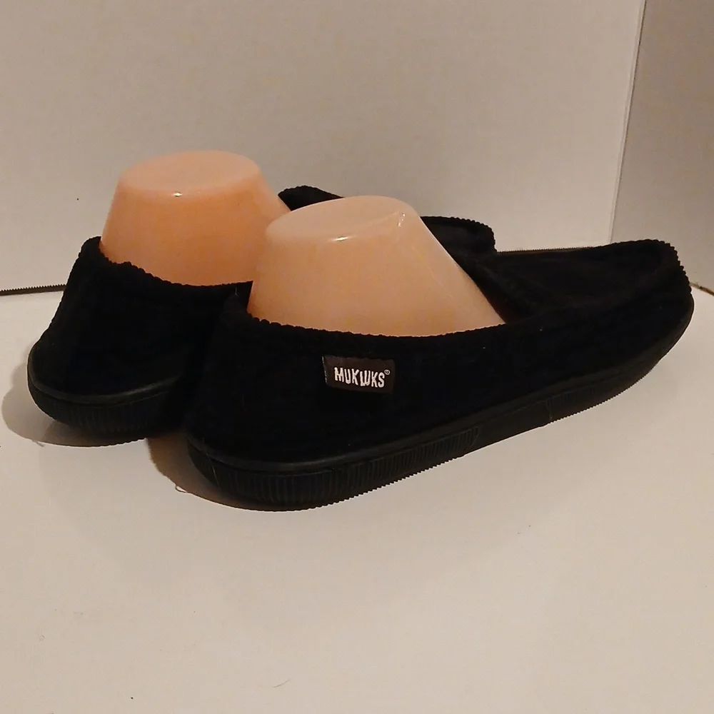 Muk Luks Black Textured Slip-Ons